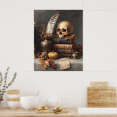Dunkle Akademie-Stillleben mit Totenkopf Poster (Küche)
