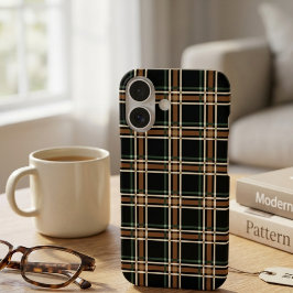 Dunkle Akademie-Stimmung Karo Tartan Geometrisch iPhone 16 Hülle