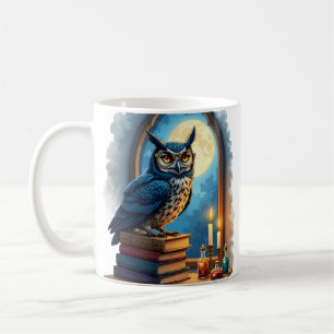 Dunkle Akademie-Uhu-Brille-Leseecke gothic Bibliot Kaffeetasse