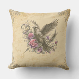 Dunkle Akademie Vintage Rabe Rosen Gothic Floral  Kissen