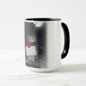 Dunkle Akademie Weihnachts-Eule Frohe Tasse (VorderseiteRechts)