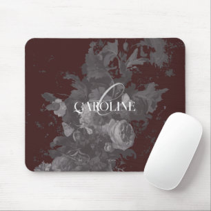 Dunkle Akademische Florale Stilleben Burgunderrot Mousepad