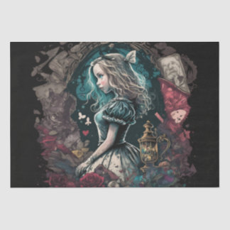 Dunkle Alice im Wunderland Vintage decouseitige Un Seidenpapier