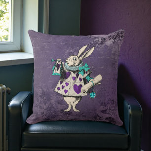 Dunkle Alice Kaninchen Rustikales Tiefes Purpur Kissen
