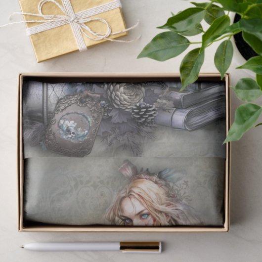 Dunkle Alice mit Dekoupage von Büchern Seidenpapier (Geschenk)