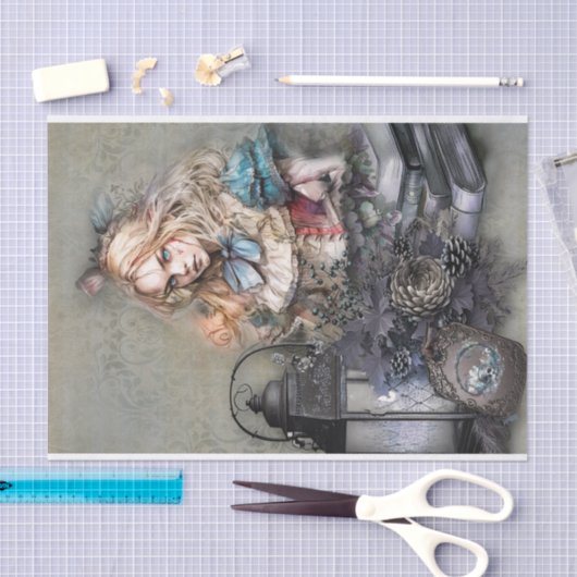 Dunkle Alice mit Dekoupage von Büchern Seidenpapier (Handwerk)