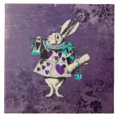 Dunkle Alice Rustikal Tiefpurpur Hase Fliese (Vorderseite)