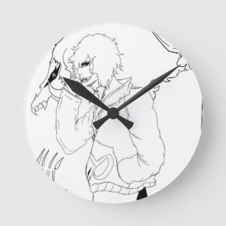 Dunkle Anime-Fantasy-Krähe-und-Dämon-Kunst Runde Wanduhr