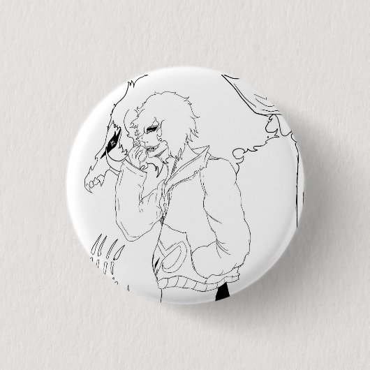 Dunkle Anime-Fantasy-Krähe und Dämonenkunst Button (Vorderseite)