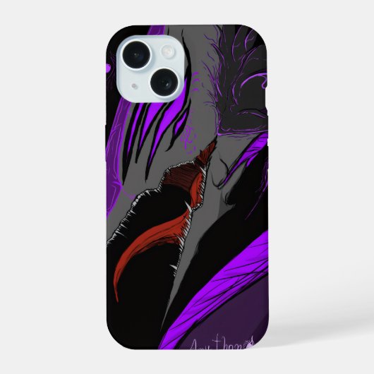 Dunkle Anime-Fantasy-Krähe und Dämonenkunst iPhone 15 Hülle (Rückseite)