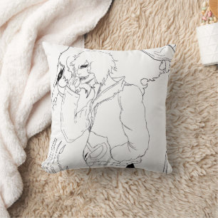 Dunkle Anime-Fantasy-Krähe und Dämonenkunst Kissen