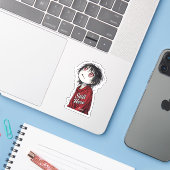 Dunkle Anime "Still Here" Ästhetik Gothic Illustra Aufkleber (Laptop mit iPhone)