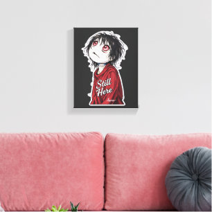 Dunkle Anime "Still Here" Ästhetik Gothic Illustra Leinwanddruck