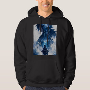 Dunkle Anime-Watercolor-Hoodie – Einsamer Krieger Hoodie
