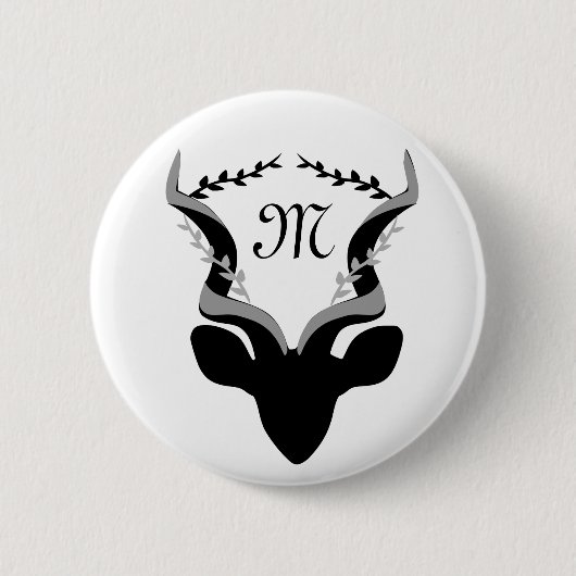 Dunkle Antelope-Silhouette mit angepasstem Monogra Button (Vorderseite)