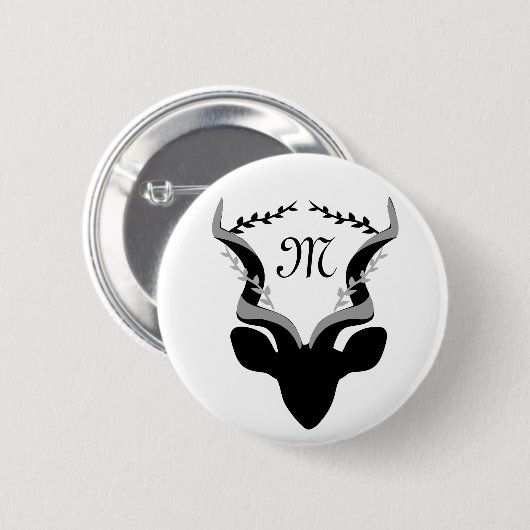 Dunkle Antelope-Silhouette mit angepasstem Monogra Button (Vorne & Hinten)