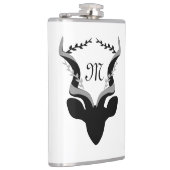 Dunkle Antelope-Silhouette mit angepasstem Monogra Flachmann (Rechts)