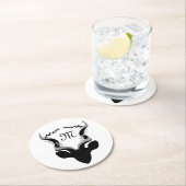 Dunkle Antelope-Silhouette mit angepasstem Monogra Runder Pappuntersetzer (Vor Ort)