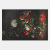 Dunkle Antike florale Stillleben Entdeckung Geschenkpapier Set (Vorderseite 3)