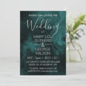 Dunkle Aqua geräucherte Marmorhochzeit Einladung (Stehend Vorderseite)