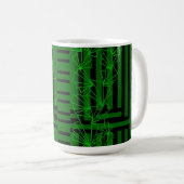 Dunkle Aqua Sea grüne Doodle Blume gestreift Kaffeetasse (VorderseiteRechts)