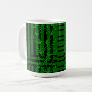Dunkle Aqua Sea grüne Doodle Blume gestreift Kaffeetasse