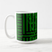 Dunkle Aqua Sea grüne Doodle Blume gestreift Kaffeetasse (Links)