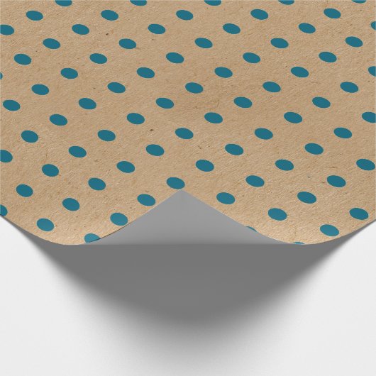 Dunkle Aquamarin blaue grüne Punkte Imitate Rustik Geschenkpapier (Ecke)