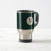 Dunkle Aquamarin Pinstripe Single Monogram Tasse (VorderseiteRechts)