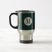 Dunkle Aquamarin Pinstripe Single Monogram Tasse (Links)