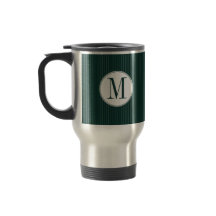 Dunkle Aquamarin Pinstripe Single Monogram Tasse