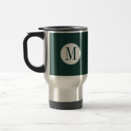 Dunkle Aquamarin Pinstripe Single Monogram Tasse