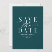 Dunkle Aquamarin Trendy Save the Date kein Foto QR (Vorderseite)