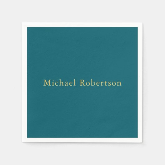 Dunkle Aquamarin- und Goldfarben Beruflich trendig Serviette (Vorderseite)