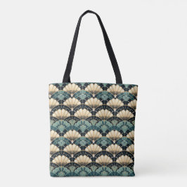 Dunkle Aquamarine Art Deco Scalloped Lüfter Gemust Tasche