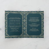 Dunkle Aquamarine Beige Geometrie in einer Sikh Ho Einladung (Innenseite)