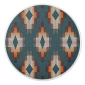 Dunkle Aquamarine blaue Pfirsich Orange Brown Ethn Keramikknauf (Vorderseite)