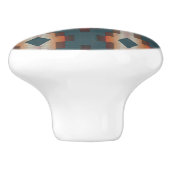 Dunkle Aquamarine blaue Pfirsich Orange Brown Ethn Keramikknauf (Seitenansicht)