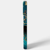 Dunkle Aquamarine blautürkisfarbene Imitate Gold A Case-Mate iPhone Hülle (Rückseite / Links)