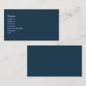 Dunkle aquamarine Farbe Visitenkarte (Vorne/Hinten)