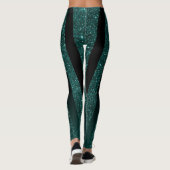 Dunkle Aquamarine Glitzer Glitzern Leggings (Rückseite)