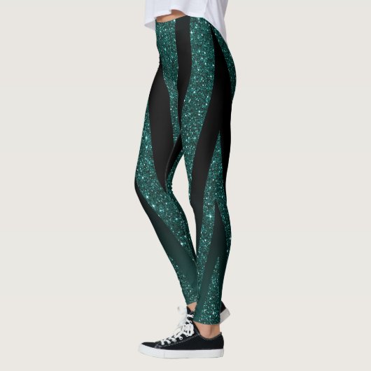 Dunkle Aquamarine Glitzer Glitzern Leggings (Links)