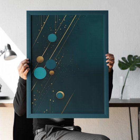 Dunkle Aquamarine Gold Abstrakt Minimalistisch Poster