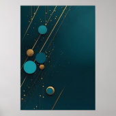 Dunkle Aquamarine Gold Abstrakt Minimalistisch Poster (Vorne)