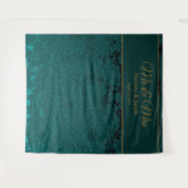 Dunkle Aquamarine Gold Floral Hochzeit im Herbst F Wandteppich (Vorderseite (Horizontal))