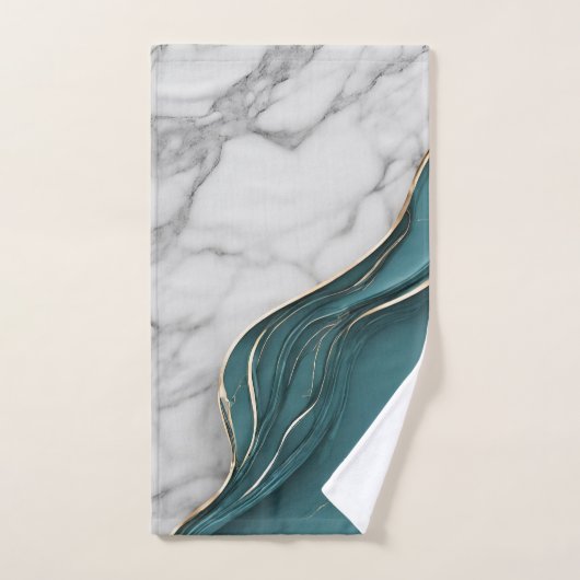 Dunkle, Aquamarine Goldmarmor aus elegantem Monogr Handtuch (Handtuch)
