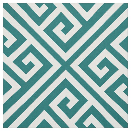 Dunkle Aquamarine griechische Schlüsselgröße Stoff (Muster)