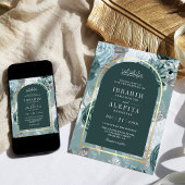 Dunkle Aquamarine Hochzeit der Meeresflora Einladung