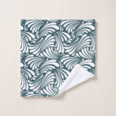 Dunkle Aquamarine Jugendstil Badhandtuch Set (Waschlappen)