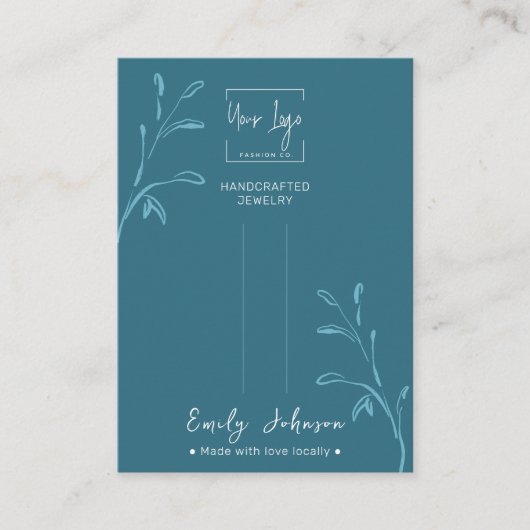 Dunkle Aquamarine Leaf QR Schmuck-Haarclip-Display Telefonnummerkarte (Vorderseite)